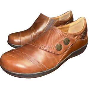 Aetrex Karina Brown Leather Monk Strap Comfort Shoe Arch Support Womens Size 8.5